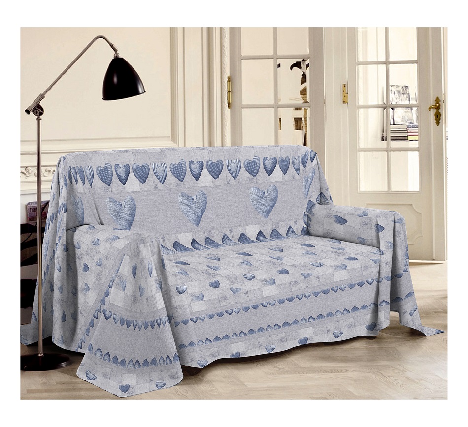 Prikrývka na gauč Patchwork azurovo modrá
