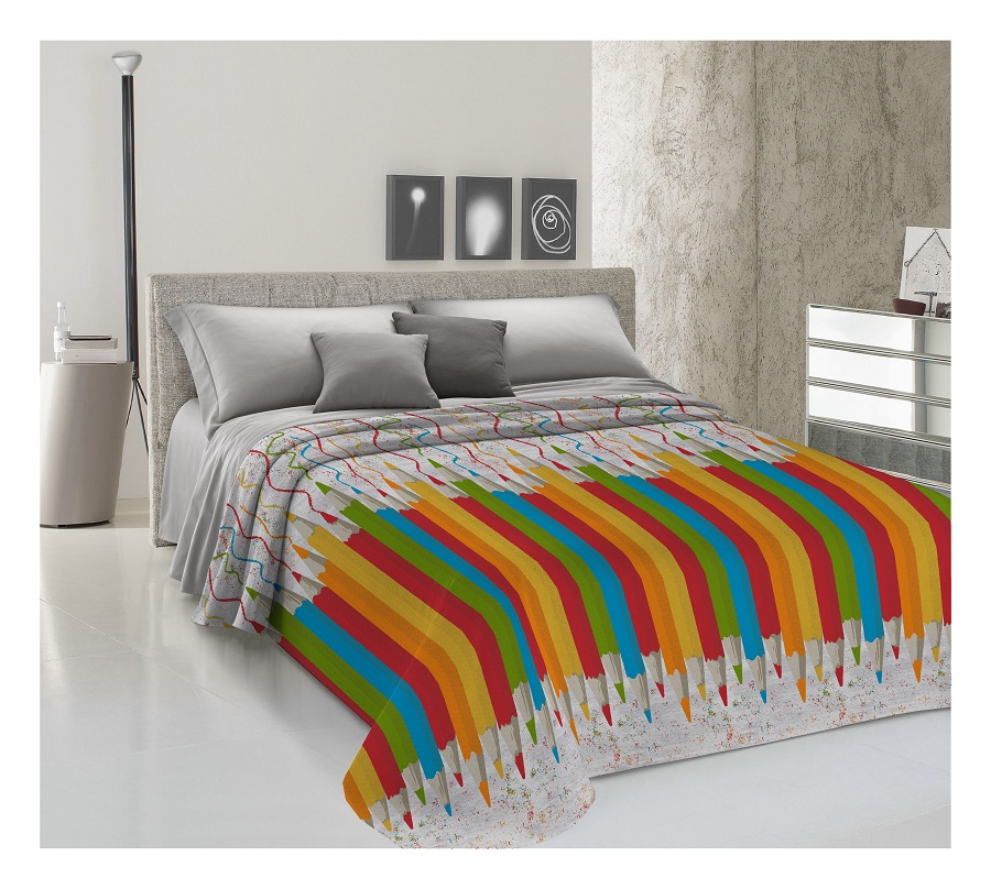 Žakarová prikrývka na posteľ CERUZKY viacfarebná